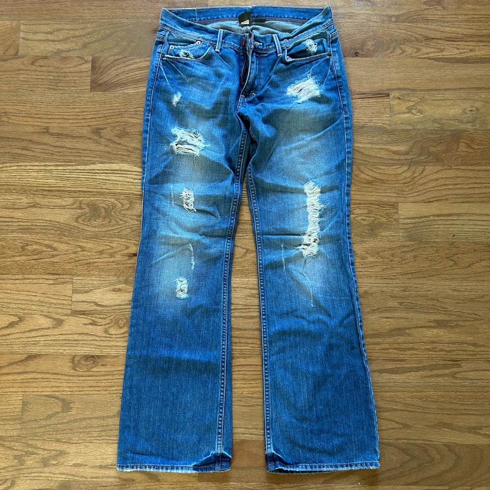 Armani Exchange loose denim wide leg distressed